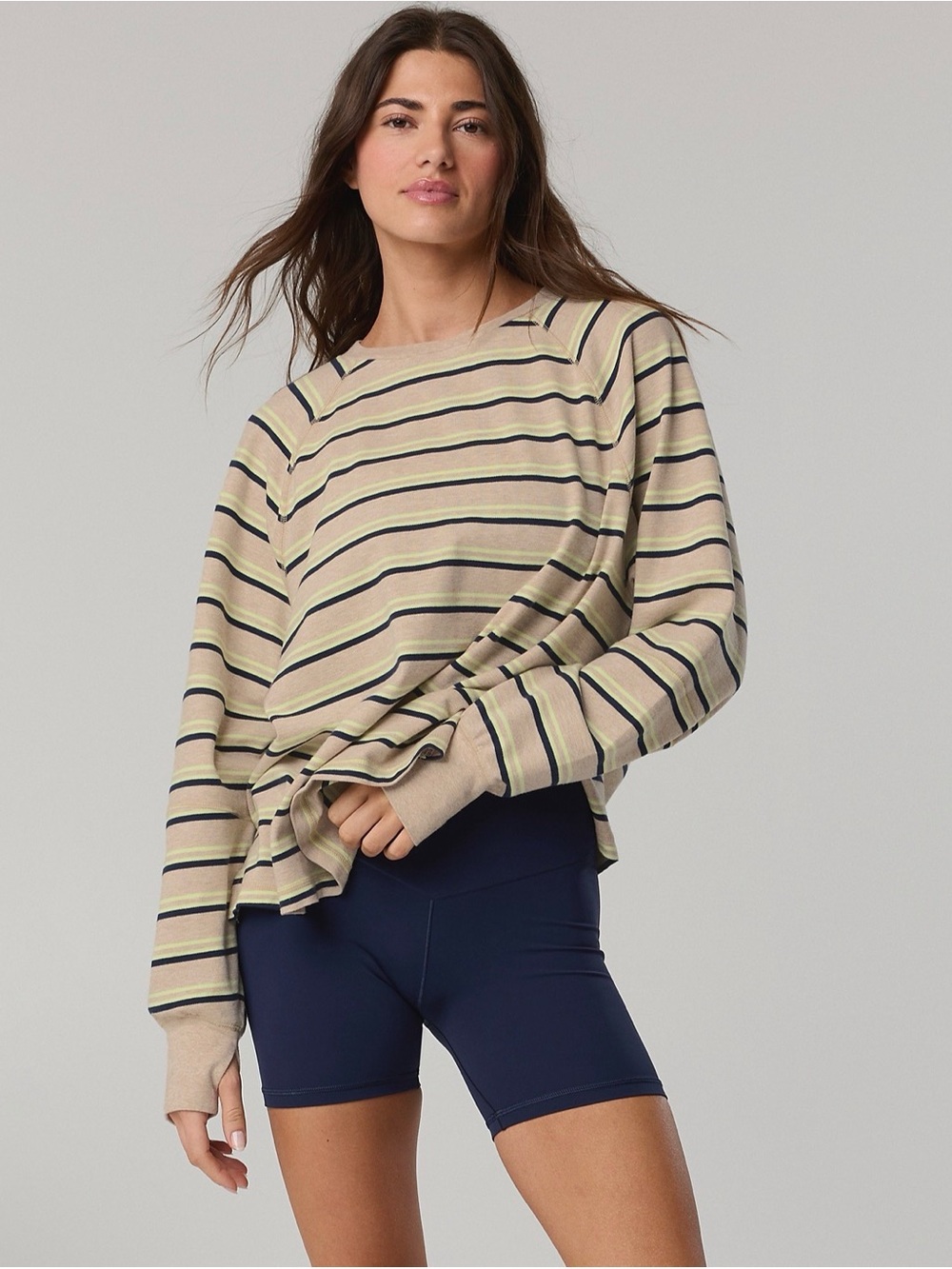 OFFLINE by Aerie Pique Long-Sleeve T-Shirt in Heather Fawn - Women's Size M